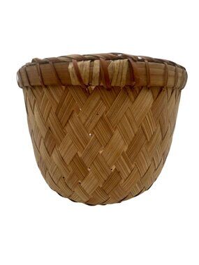 Handwoven Natural Reed Basket Round Design Lightweight & Durable Storage  Decor